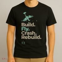 Vintage RC Plane Build Fly Crash Rebuild Airplane T-Shirt thumb 3