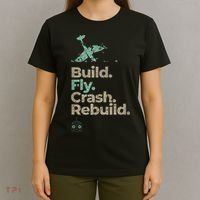 Vintage RC Plane Build Fly Crash Rebuild Airplane T-Shirt thumb 4