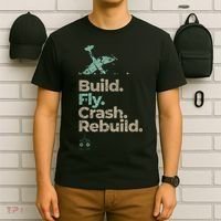 Vintage RC Plane Build Fly Crash Rebuild Airplane T-Shirt thumb 6