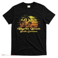 Vintage Retro Palm Tree Sunset South Carolina Myrtle Beach T-Shirt thumb 0