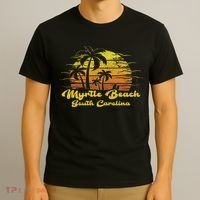 Vintage Retro Palm Tree Sunset South Carolina Myrtle Beach T-Shirt thumb 3