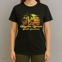 Vintage Retro Palm Tree Sunset South Carolina Myrtle Beach T-Shirt thumb 4