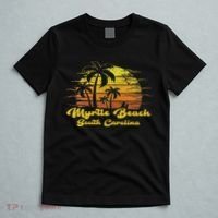 Vintage Retro Palm Tree Sunset South Carolina Myrtle Beach T-Shirt thumb 5