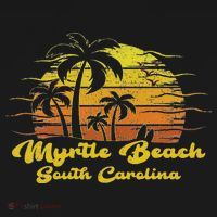 Vintage Retro Palm Tree Sunset South Carolina Myrtle Beach T-Shirt thumb 7