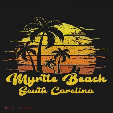 Vintage Retro Palm Tree Sunset South Carolina Myrtle Beach Sustainable Bucket Hat