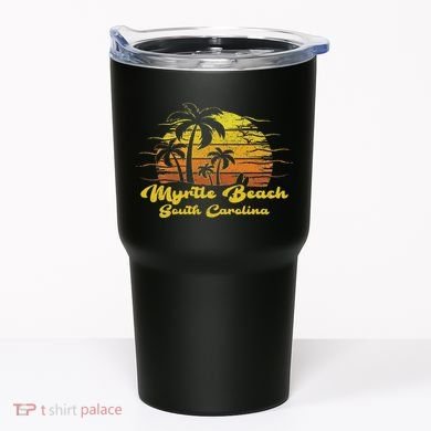 Vintage Retro Palm Tree Sunset South Carolina Myrtle Beach Tumbler