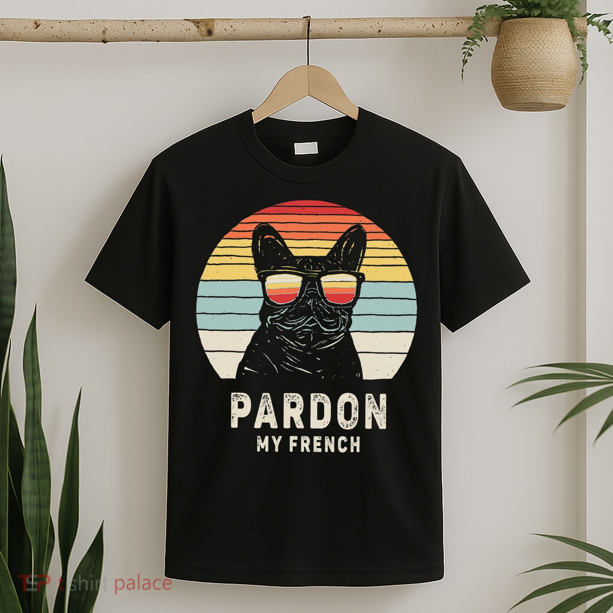 Vintage Retro Pardon My French Frenchie Bulldog Dog T-Shirt