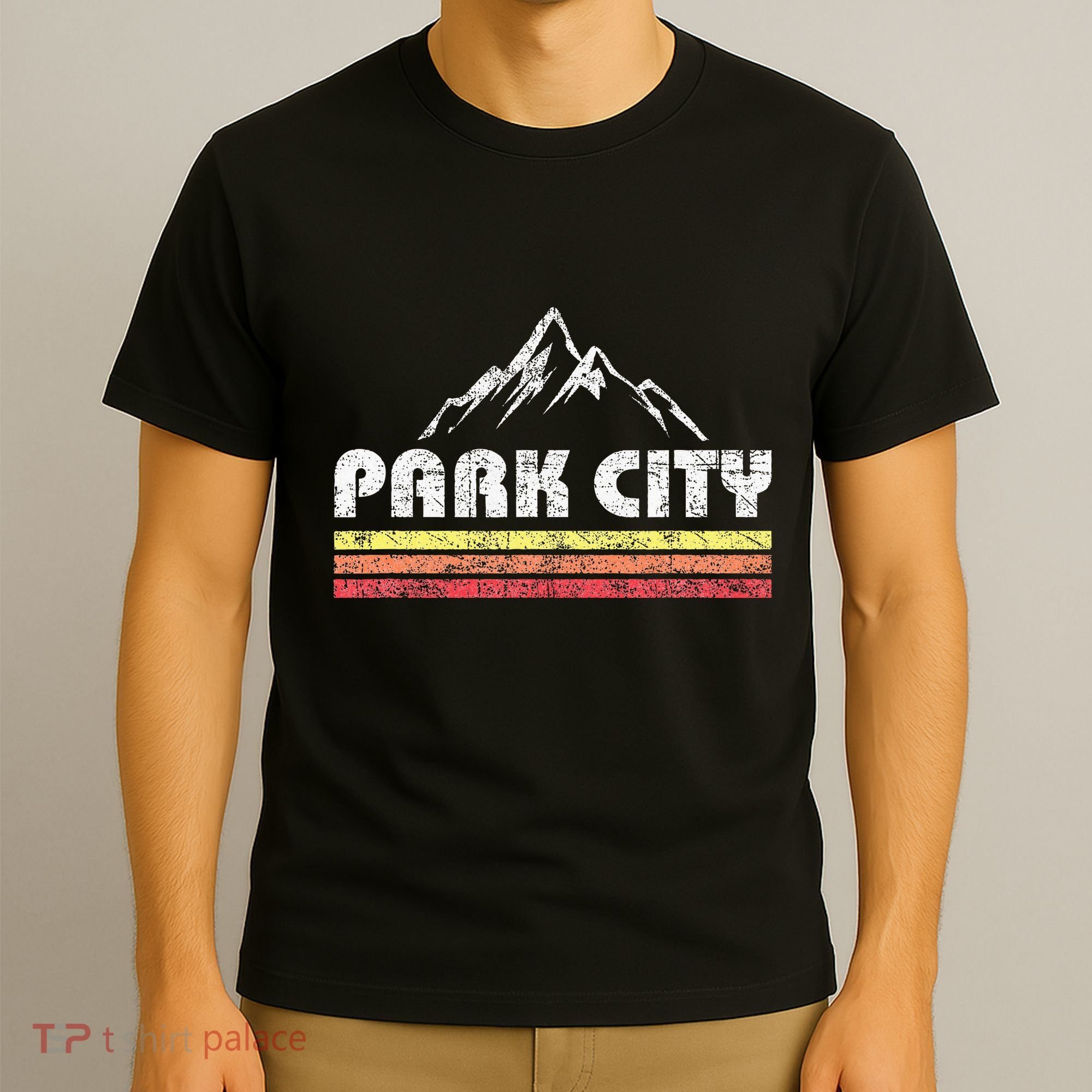Vintage Retro Park City Utah Mountain Faded Bars Ski Sports T-Shirt