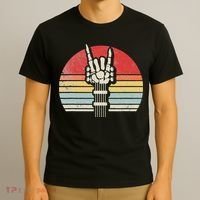 Vintage Retro Rock N Roll Skeleton Guitar Music Lover T-Shirt thumb 3