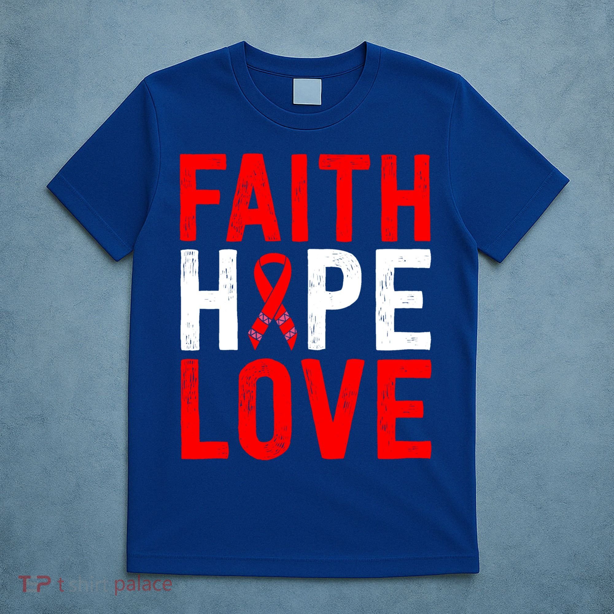Vintage Red Ribbon Faith Hope Love World Aids Day Funny Gift T-Shirt