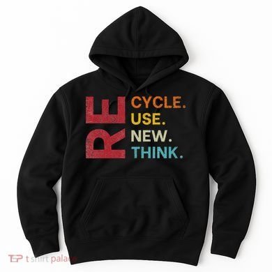 Vintage Recycle Reuse Renew Rethink Earth Day Environmental Hoodie