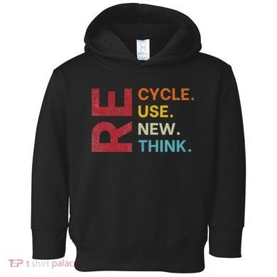 Vintage Recycle Reuse Renew Rethink Earth Day Environmental Toddler Hoodie