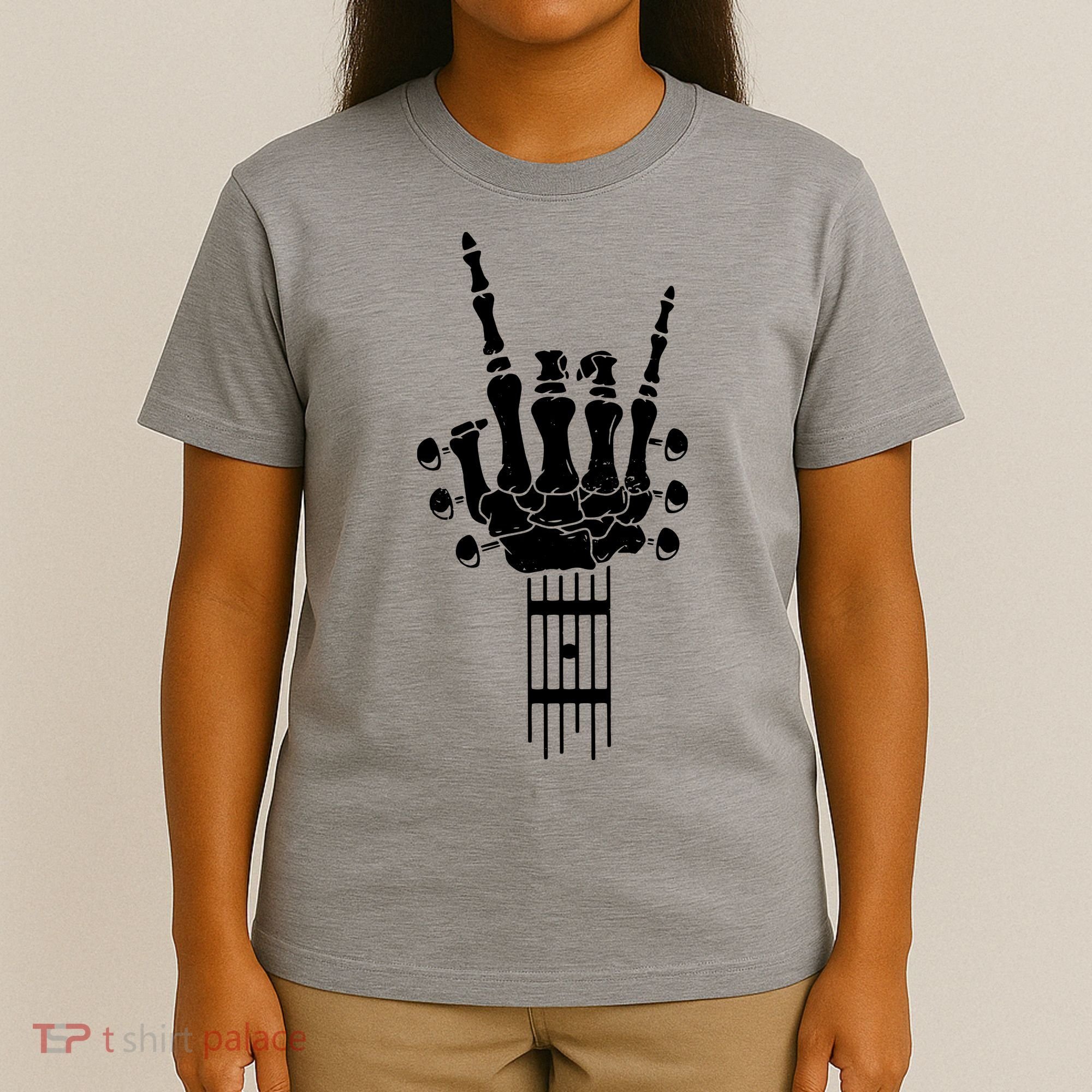 Vintage Rock Roll Funny Skeleton Guitar Musician Lover T-Shirt