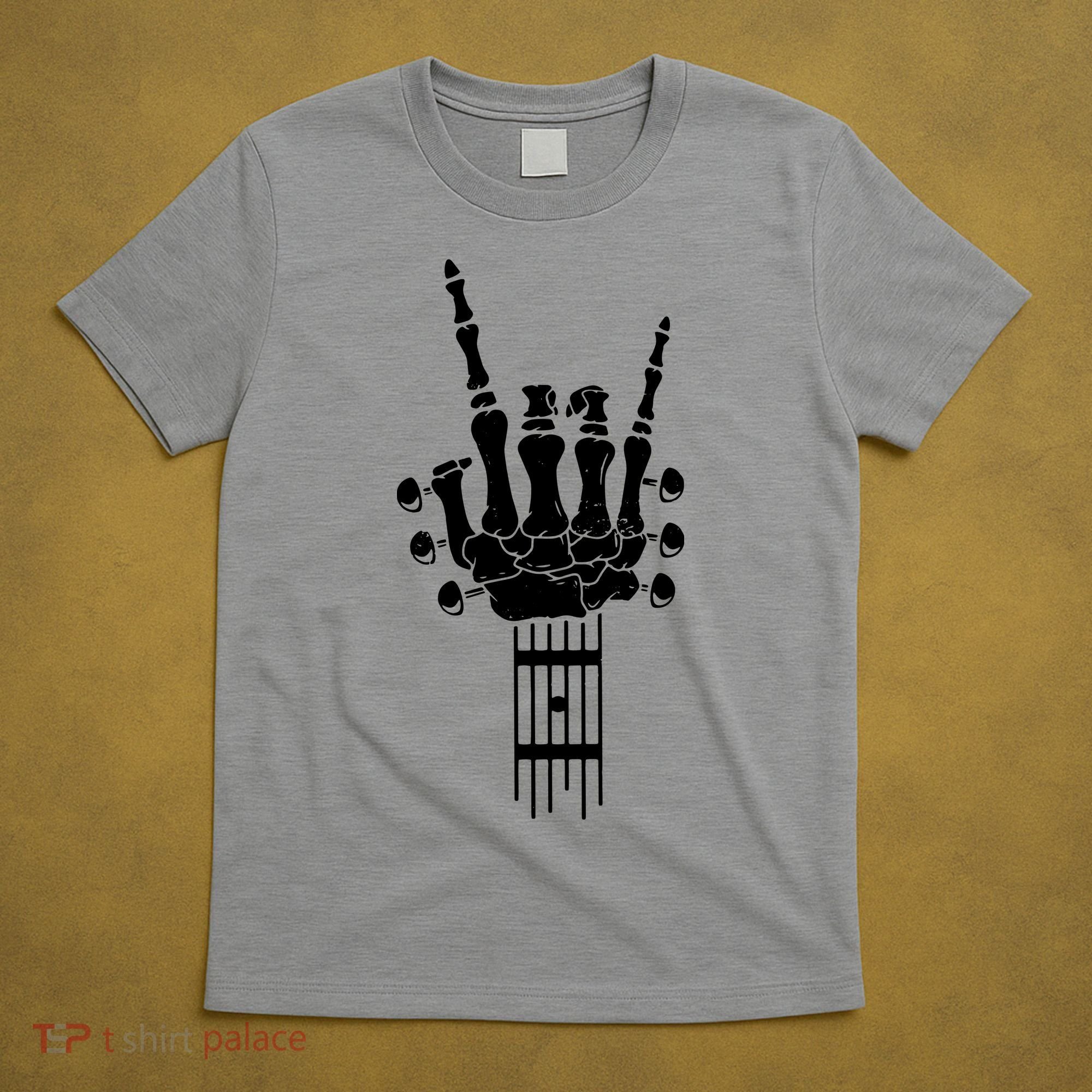 Vintage Rock Roll Funny Skeleton Guitar Musician Lover T-Shirt