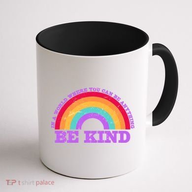 Vintage Retro Rainbow Be Kind Coffee Mug back
