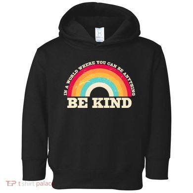 Vintage Retro Rainbow Be Kind Toddler Hoodie