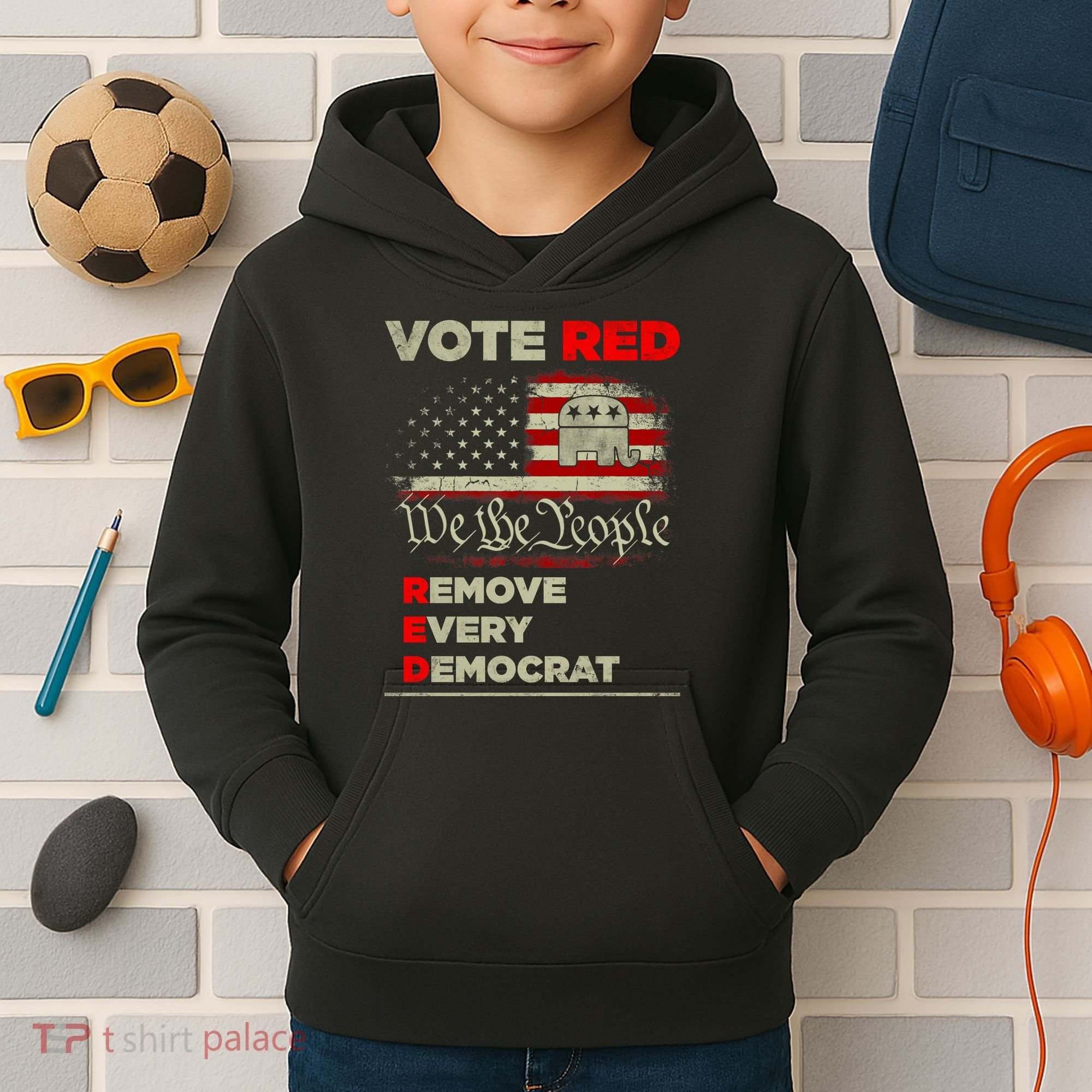 Vote Red Remove Every Democrat Red Wave Republican GOP Kids Hoodie