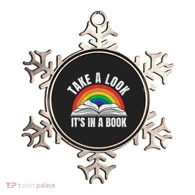 Vintage Retro Rainbow Take A Look It's In A Book Reading Art Gift Ornament