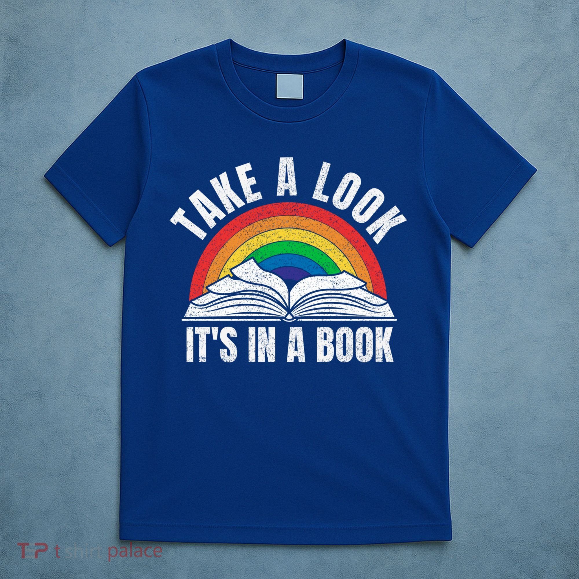 Vintage Retro Rainbow Take A Look It's In A Book Reading Art Gift T-Shirt