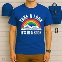 Vintage Retro Rainbow Take A Look It's In A Book Reading Art Gift T-Shirt thumb 6