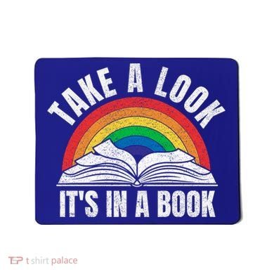 Vintage Retro Rainbow Take A Look It's In A Book Reading Art Gift Mousepad