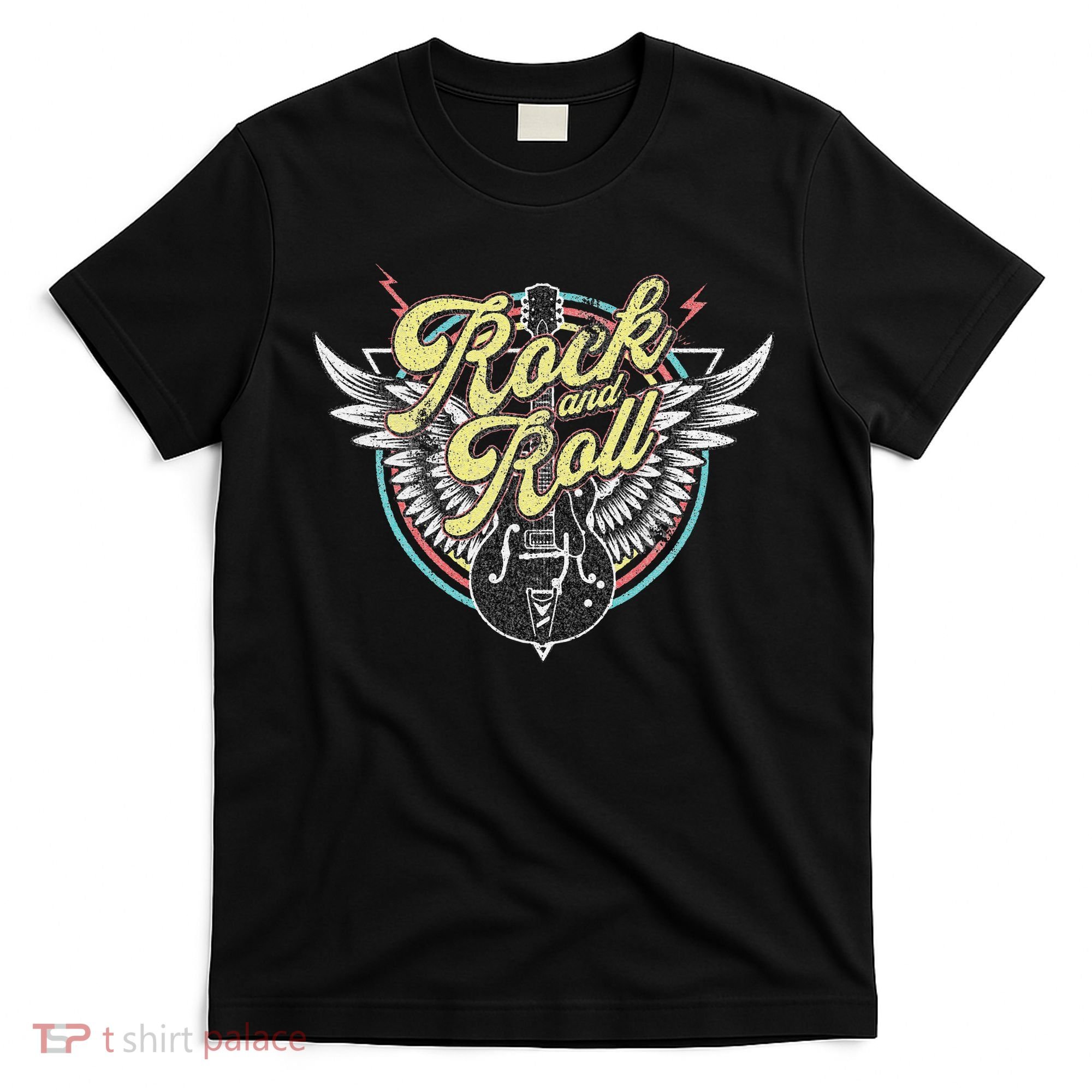 Vintage Retro Rock & Roll Guitar Wings Music T-Shirt