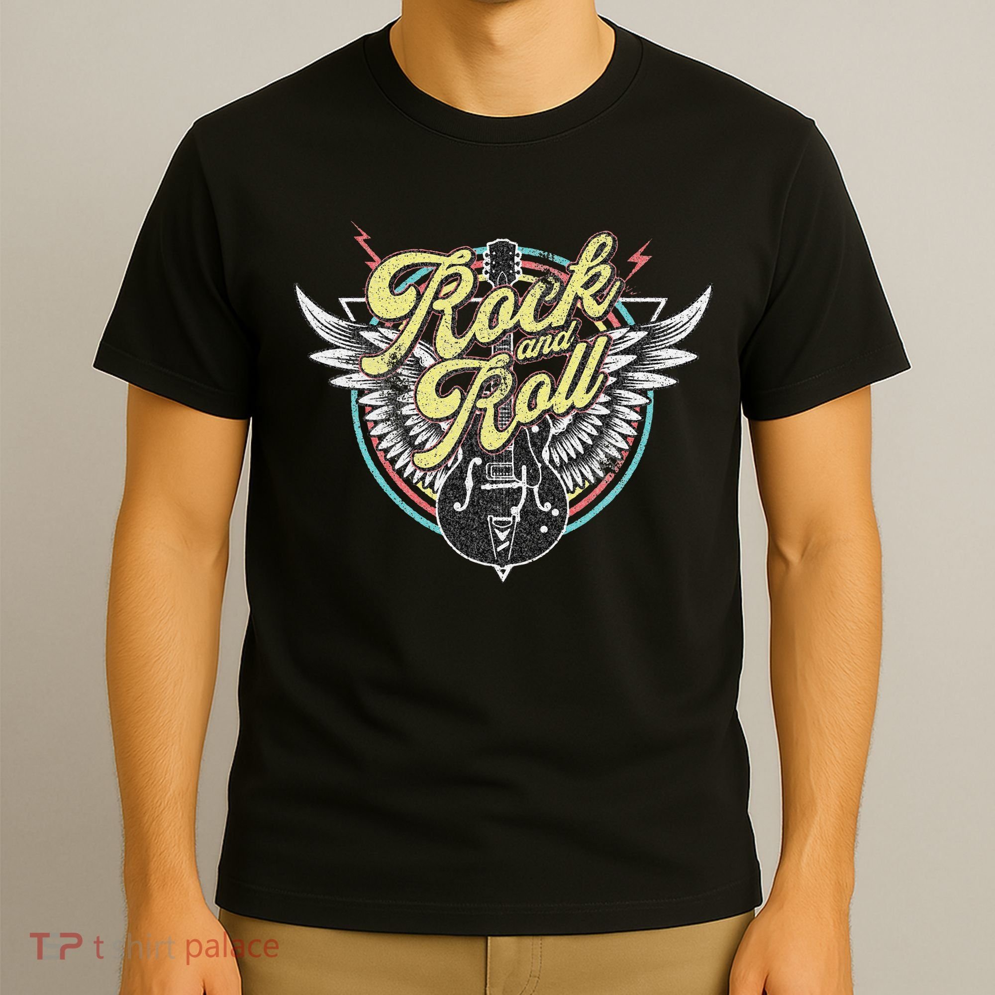 Vintage Retro Rock & Roll Guitar Wings Music T-Shirt