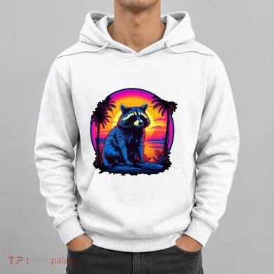 Vintage Retrowave Synthwave 80s Vaporwave Raccoon Hoodie