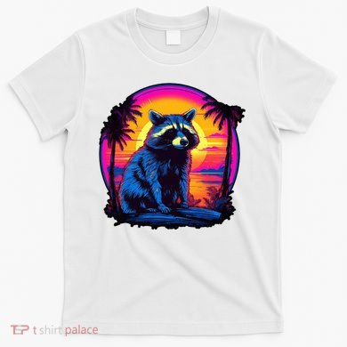 Vintage Retrowave Synthwave 80s Vaporwave Raccoon T-Shirt