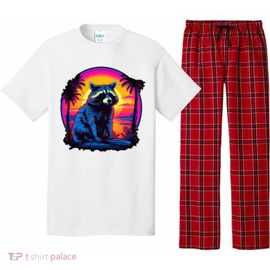 Vintage Retrowave Synthwave 80s Vaporwave Raccoon Pajama Set