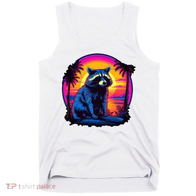Vintage Retrowave Synthwave 80s Vaporwave Raccoon Tank Top
