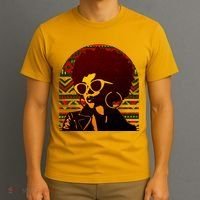 Vintage Retro Stylish Black African American Woman With Afro T-Shirt thumb 3