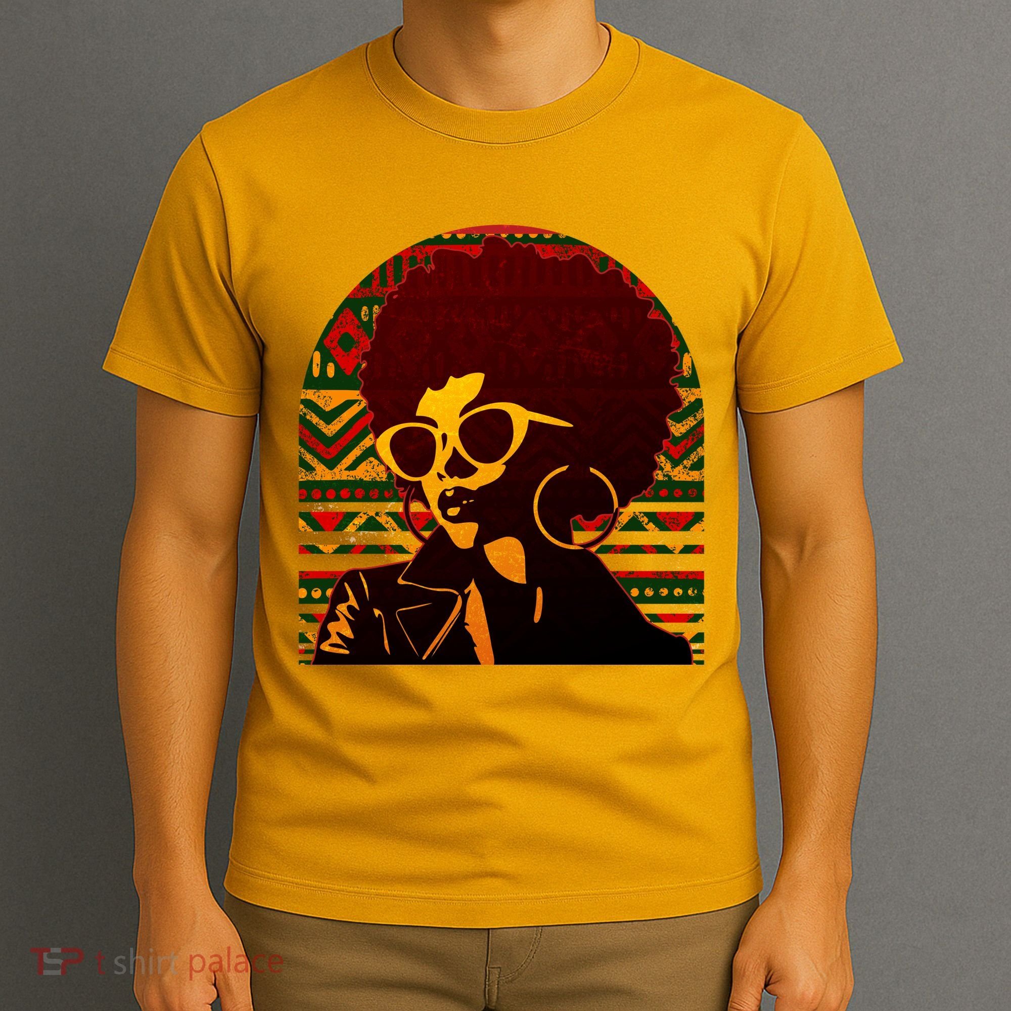 Vintage Retro Stylish Black African American Woman With Afro T-Shirt