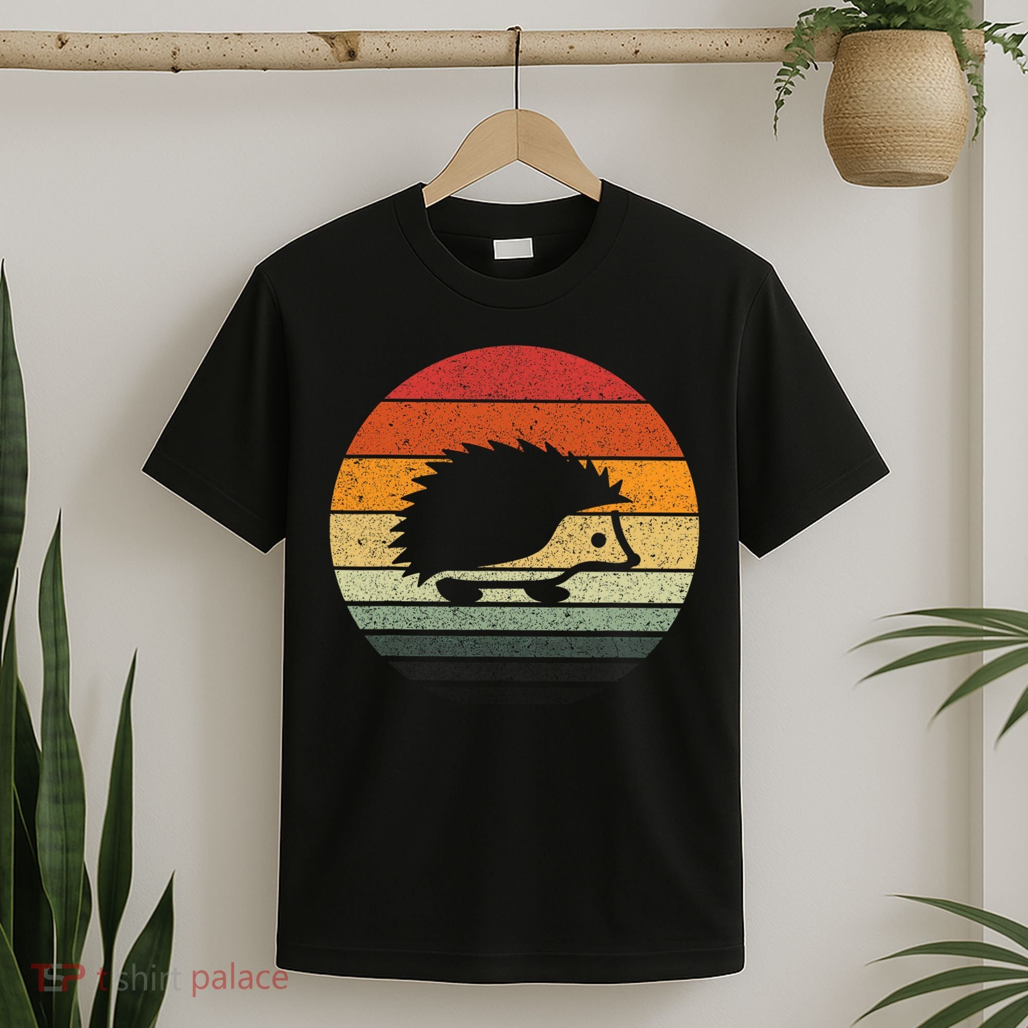 Vintage Retro Sunset Hedgehog T-Shirt