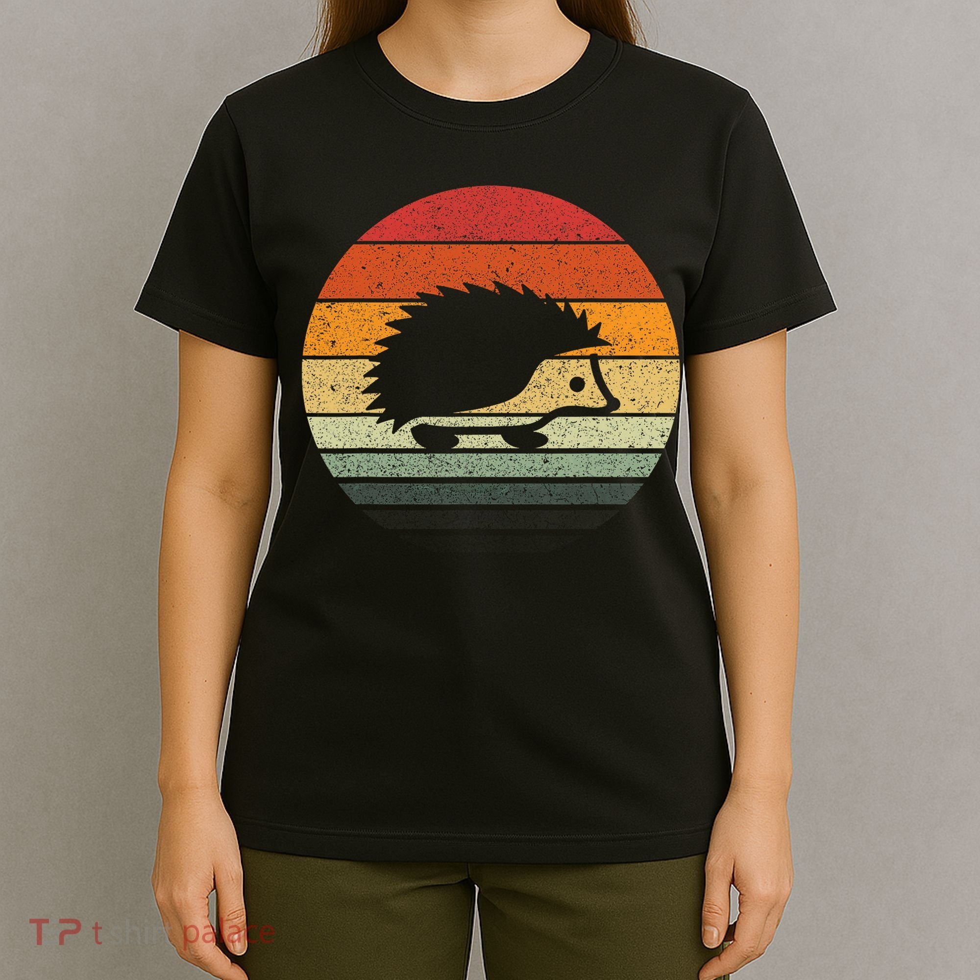 Vintage Retro Sunset Hedgehog T-Shirt