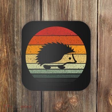 Vintage Retro Sunset Hedgehog Coaster