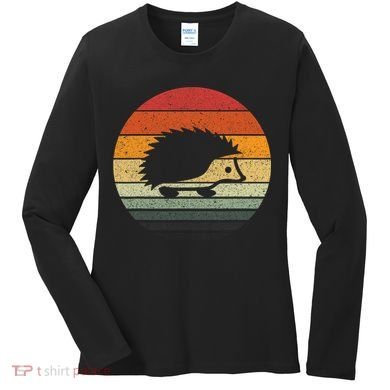 Vintage Retro Sunset Hedgehog Women's Long Sleeve Shirt