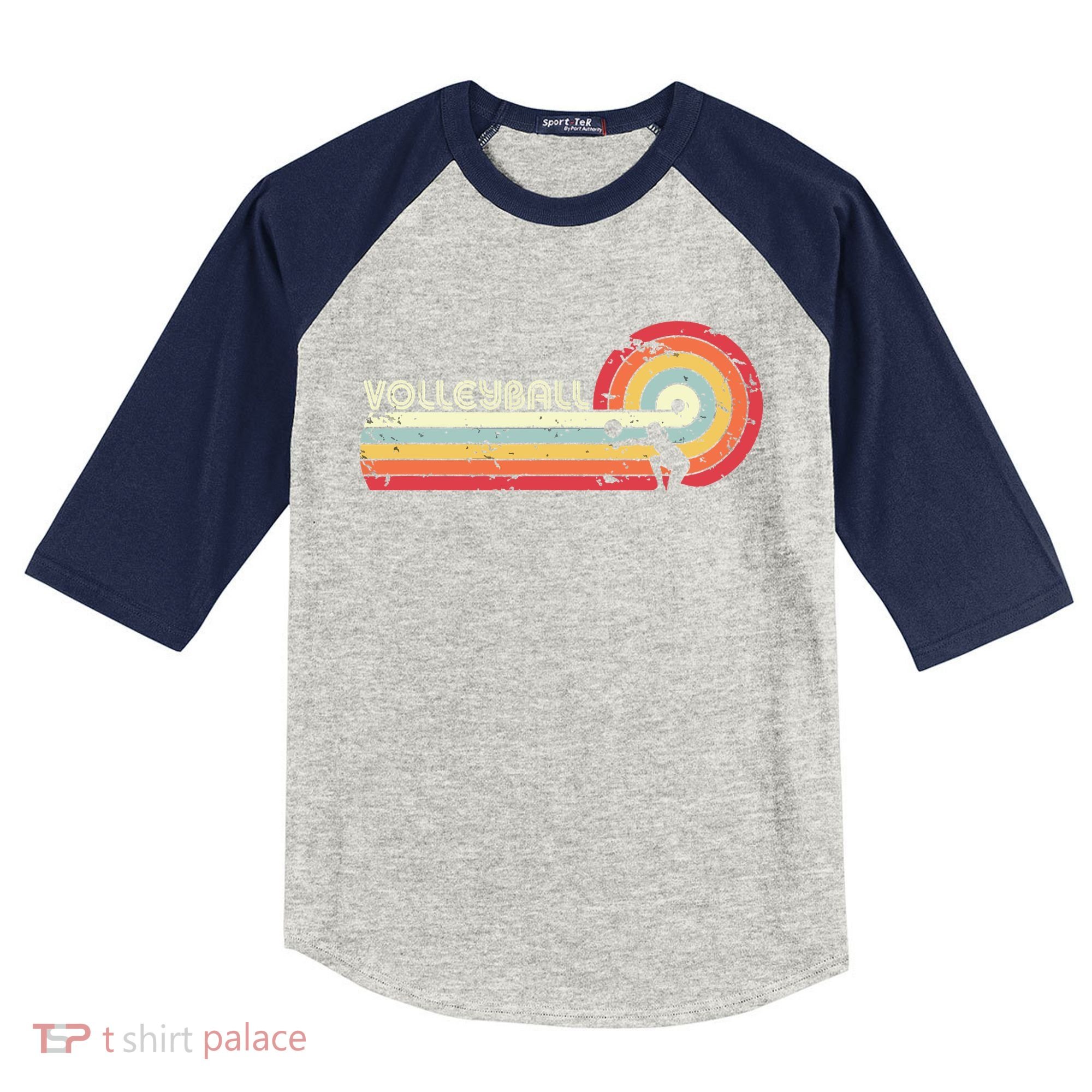 Volleyball Retro Style Kids Colorblock Raglan Jersey