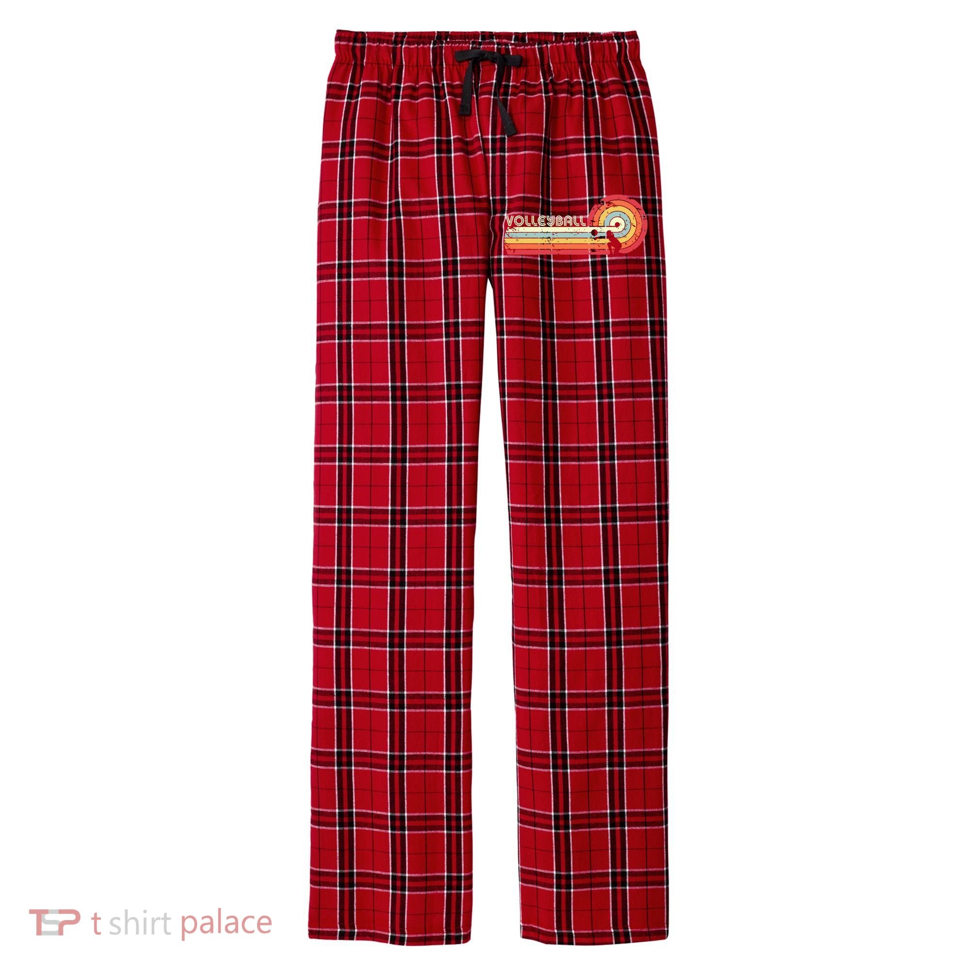 Volleyball Retro Style Men's Flannel Plaid Pajama Pants