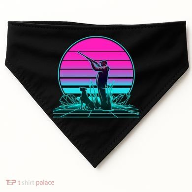 Vintage Retro Sunset Duck Hunting Cool Gift USA-Made Doggie Bandana