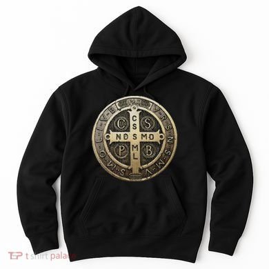 Vintage Retro St. Benedict Medal Saint Benedict Cross Cathol Hoodie