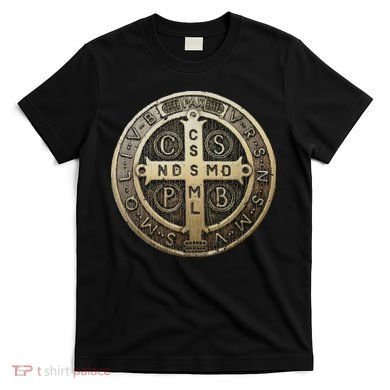 Vintage Retro St. Benedict Medal Saint Benedict Cross Cathol T-Shirt