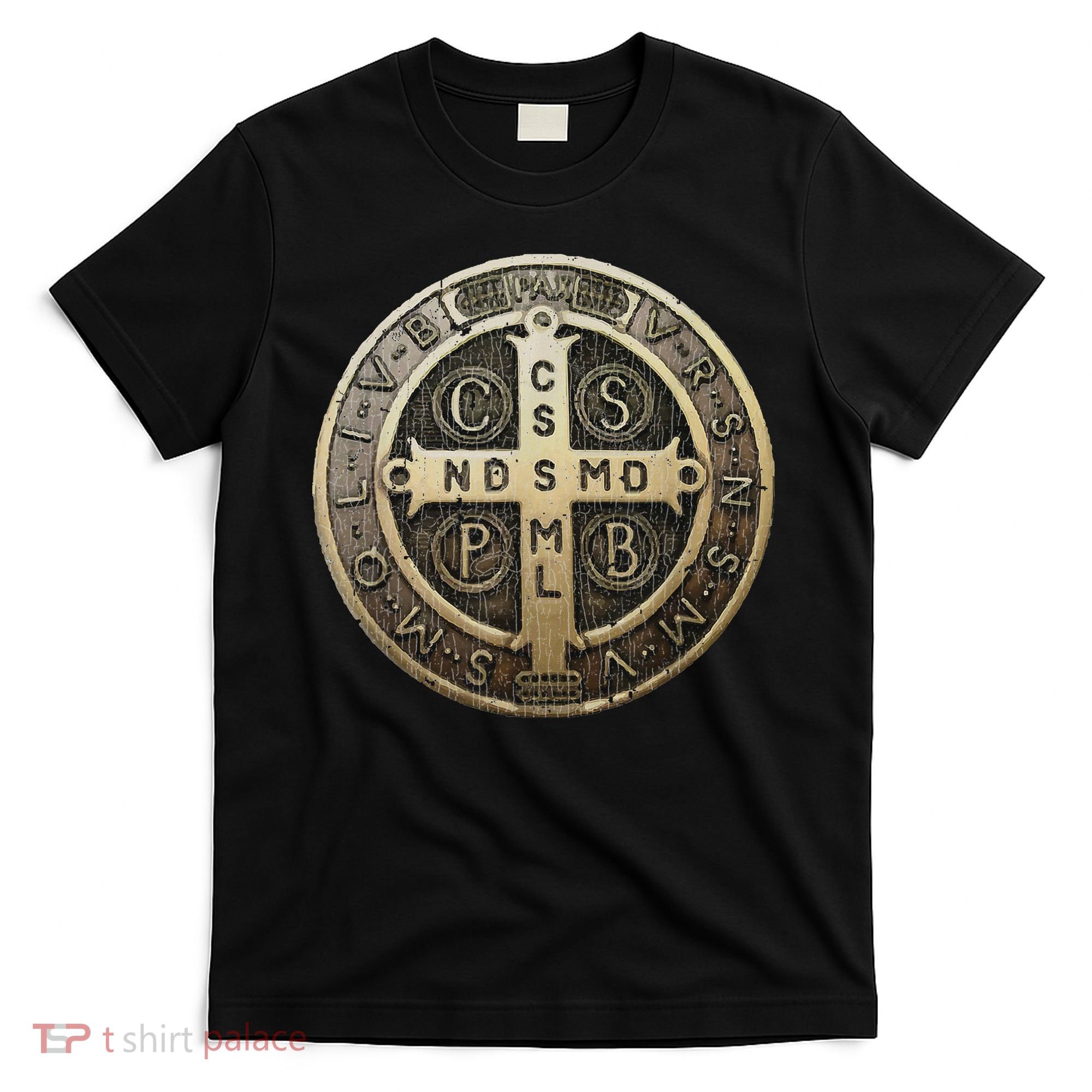 Vintage Retro St. Benedict Medal Saint Benedict Cross Cathol T-Shirt