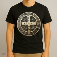 Vintage Retro St. Benedict Medal Saint Benedict Cross Cathol T-Shirt thumb 3