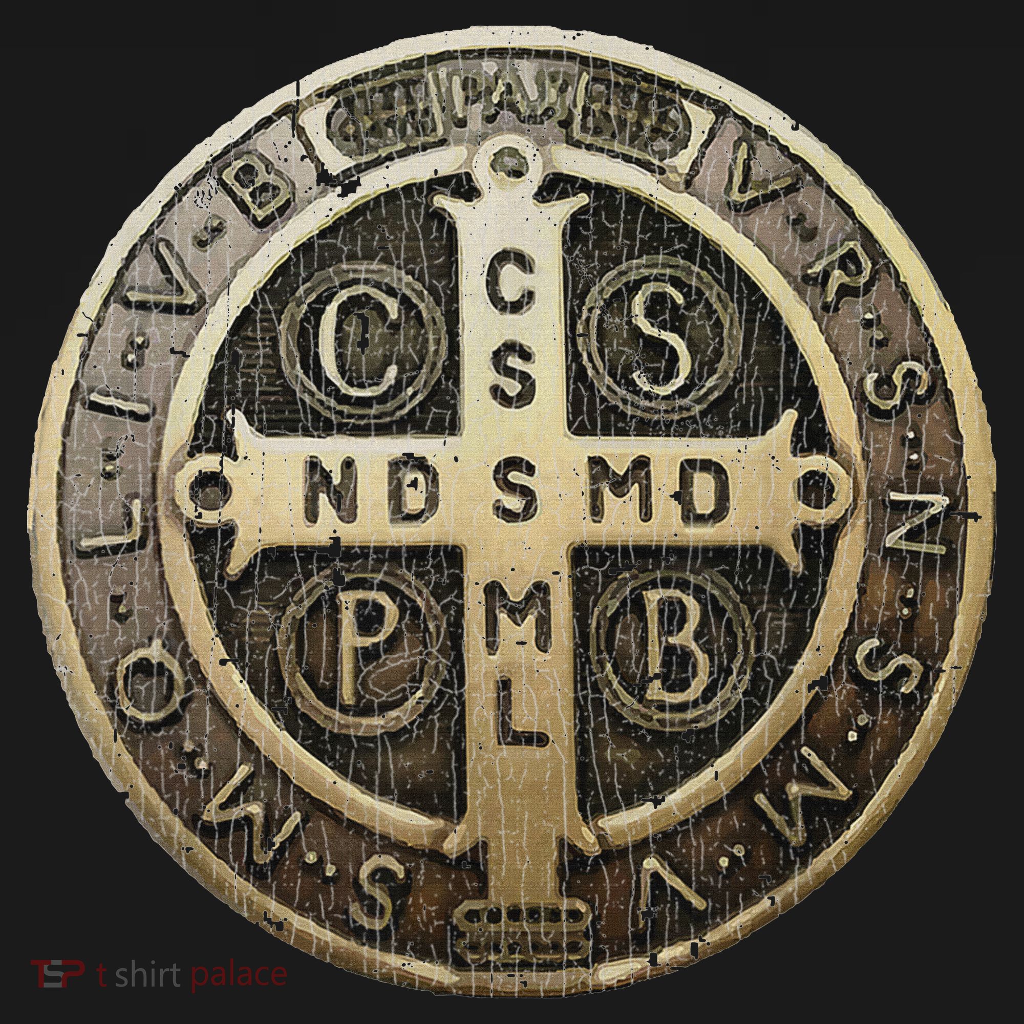 Vintage Retro St. Benedict Medal Saint Benedict Cross Cathol T-Shirt