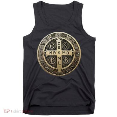 Vintage Retro St. Benedict Medal Saint Benedict Cross Cathol Tank Top