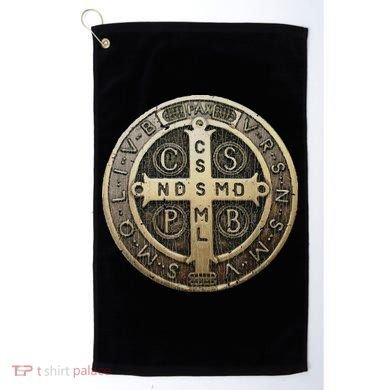 Vintage Retro St. Benedict Medal Saint Benedict Cross Cathol Golf Towel