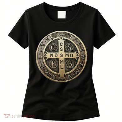 Vintage Retro St. Benedict Medal Saint Benedict Cross Cathol Women's T-Shirt