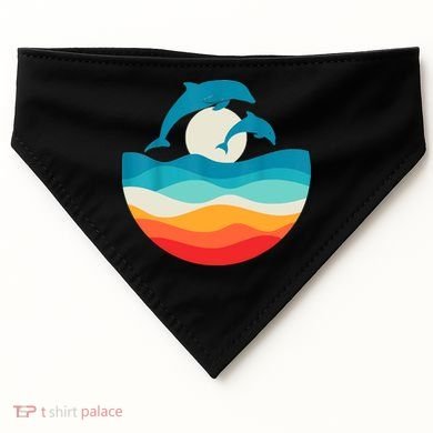 Vintage Retro Summer Time Beach Dolphin USA-Made Doggie Bandana