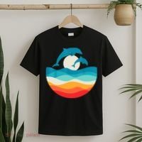 Vintage Retro Summer Time Beach Dolphin T-Shirt thumb 2